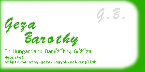 geza barothy business card